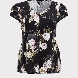 🆕BLACK FLORAL BUTTON & CORSET BACK BLOUSE